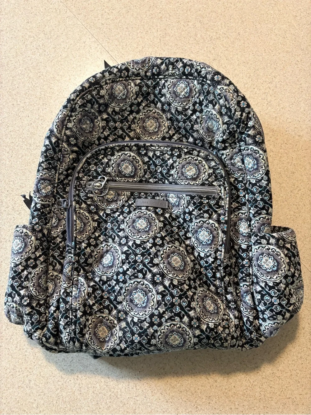 Vera Bradley Black and Gray Quilted Medallion Backpack
